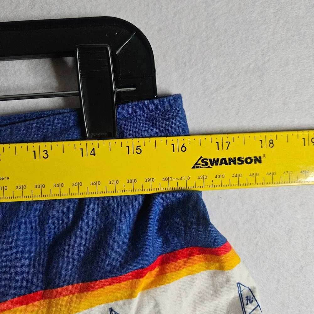 Vintage Hobie Sailboat Board Shorts Mens 34 Blue Rainbow Stripe 80s Surf Trunks